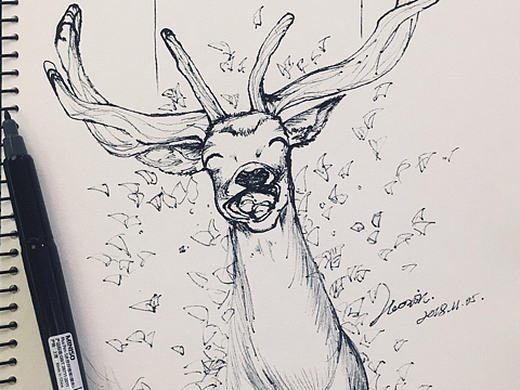 微笑的梅花鹿晴空阿吉速涂手绘 速写人设练习作品信息创作时间2015/08