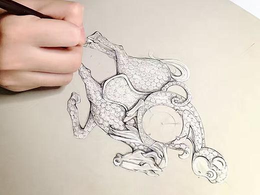 原創作品:步驟圖-《馬上封侯》藝術創作手繪珠寶