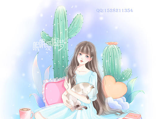 抱著貓貓的少女（個(gè)人主頁-ZMzY1ODk4MjQ=） - 商業(yè)插畫 - 站酷設(shè)計(jì)師大悅兒_Aimee原創(chuàng)素材 - 站酷ZCOOL