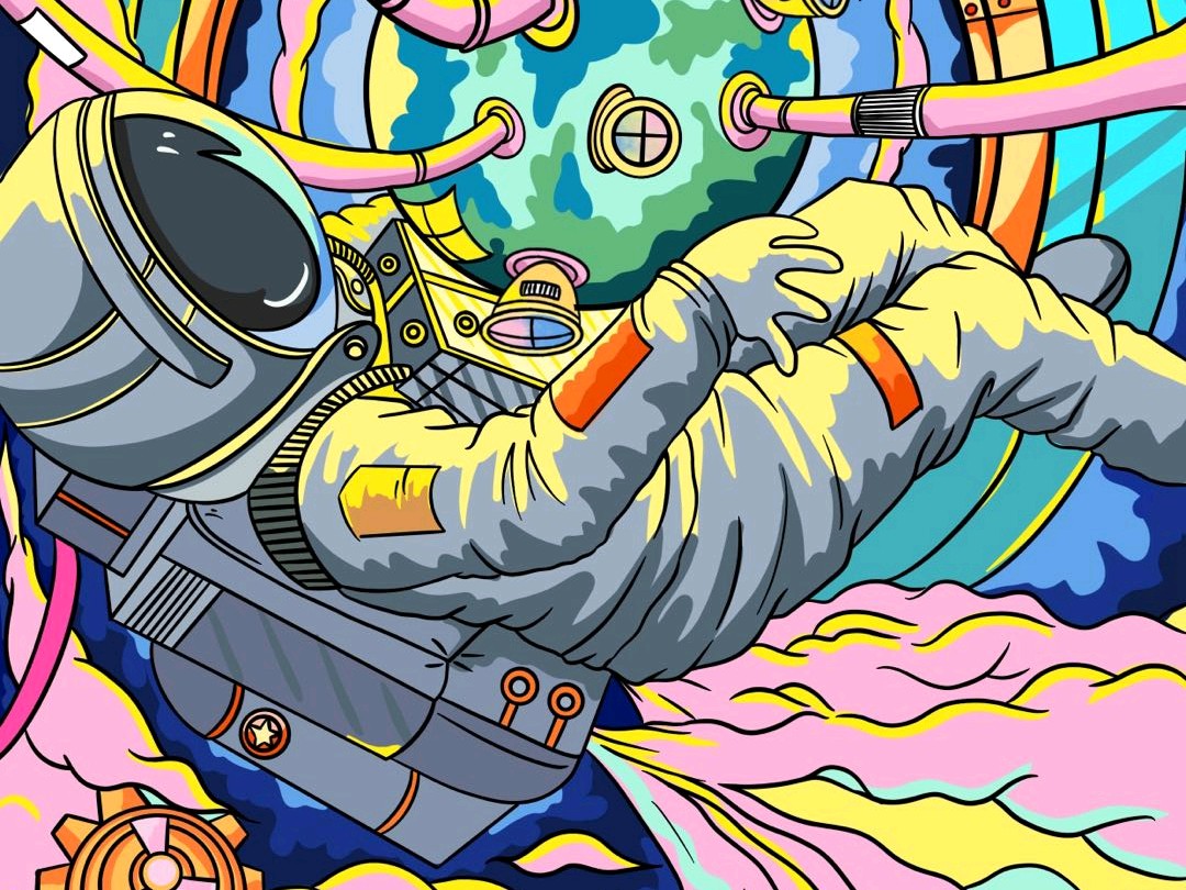 梦幻太空宇航员|插画|商业插画|咕吨吨吨咚 - 原创作品 - 站酷 (ZCOOL)