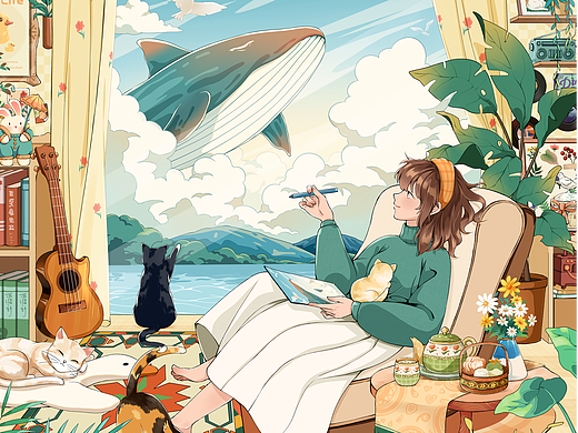 原创插画 -《少女的幻想空间》