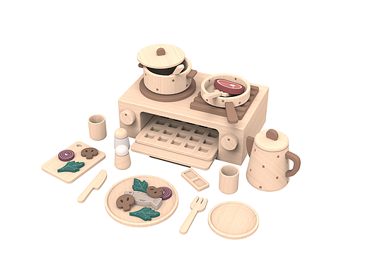 木制玩具 - 原木烧烤台