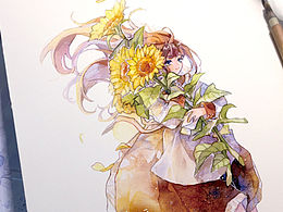 【水彩手帳人物】花開半夏??意遲遲