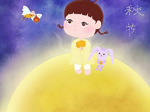 中秋节（个人主页-ZMzAxODk4NjA=） - 儿童插画 - 站酷设计师YA妞YA仔小YAYA原创素材 - 站酷ZCOOL