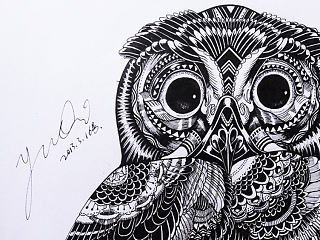 黑白线描作品
