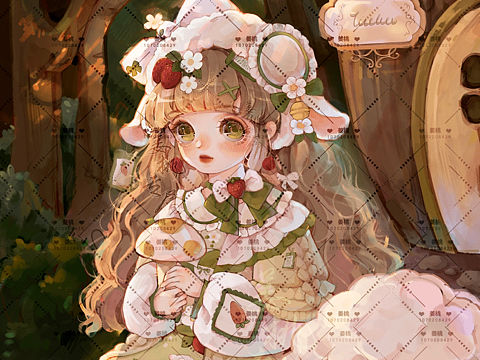 森林里采蘑菇的咩咩