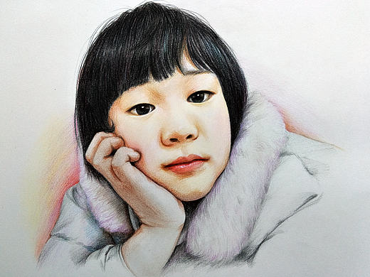 彩铅儿童肖像画---叶青(过程)