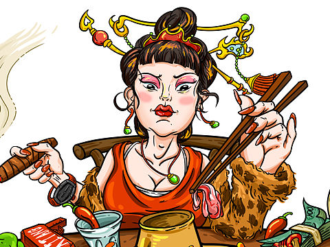 国潮风人物插画