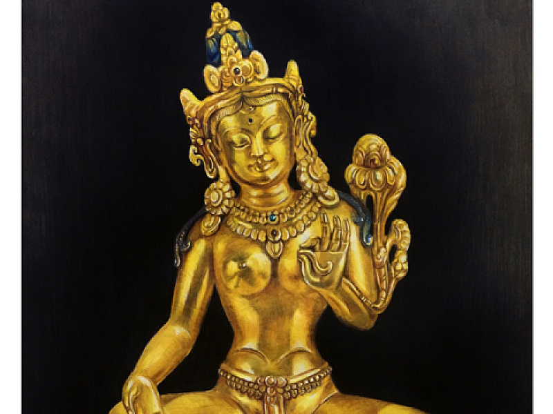 彩铅手绘水晶地藏王菩萨