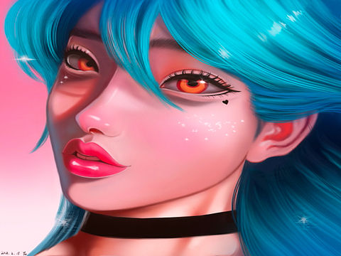 临摹厚涂欧美插画