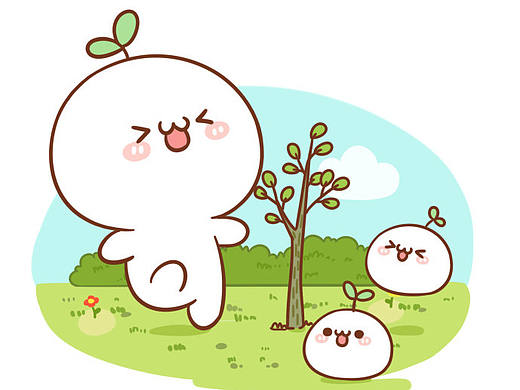 【四格漫×长草颜团子】植树节  *(੭*ˊᵕˋ)੭*ଘ  【4P】