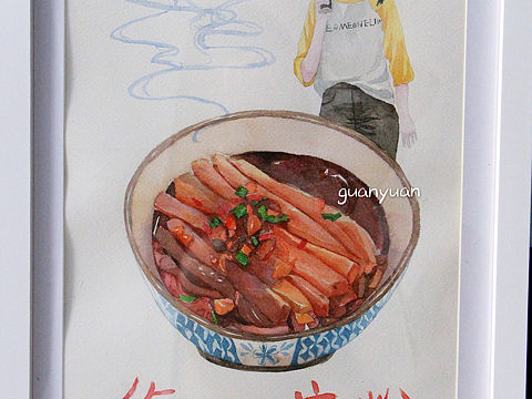 巴蜀水彩食物插画