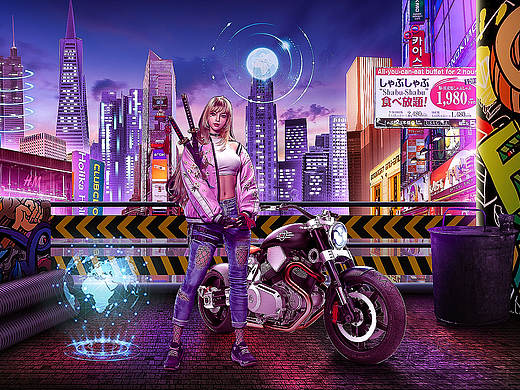 赛博朋克风格合成海报