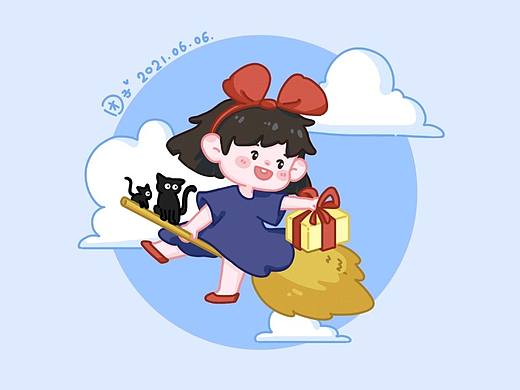 宫崎骏动画小插画练习-魔女宅急便