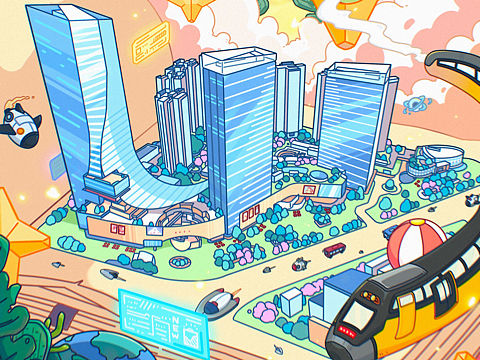 [2022台历插画设计]🚇佛山地铁2号线 轨道上的陈村