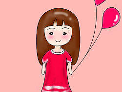 想着画一个可爱的快乐的女孩