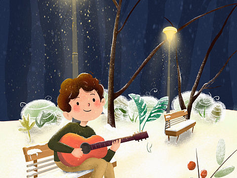 夜与雪（个人主页-ZNDkxMzU2Njg=） - 儿童插画 - 站酷设计师小孔同学啊原创素材 - 站酷ZCOOL
