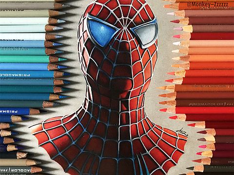 彩铅手绘－漫威英雄－蜘蛛侠