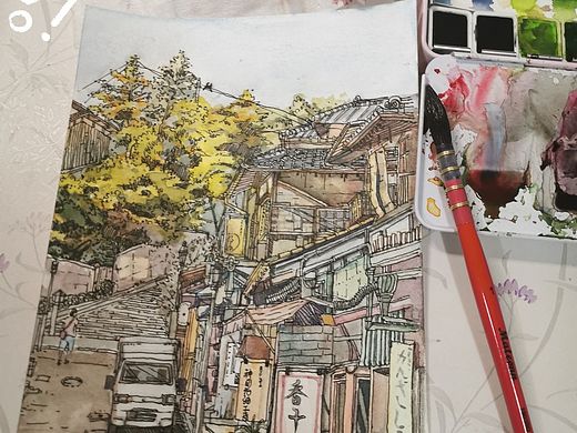 水彩 风景 场景