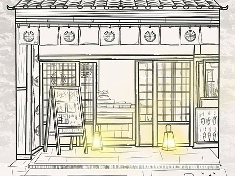 procreate 手绘线稿 街边小店（个人主页-ZNDQyMTEzOTI=） - 创作习作 - 站酷设计师喵小喵吖原创素材 - 站酷ZCOOL