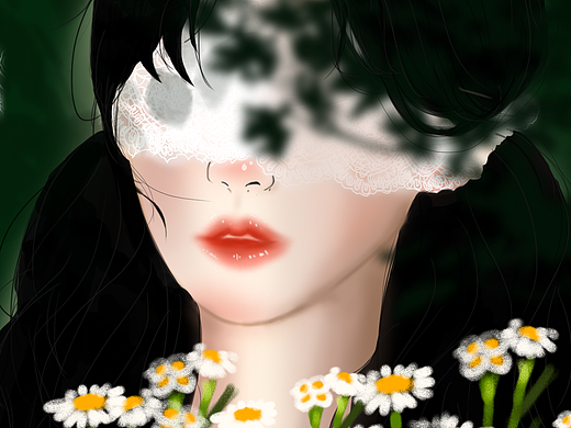 蒙眼少女插画（个人主页-ZNTM4NDc4ODQ=） - 创作习作 - 站酷设计师铜钱收买人心原创素材 - 站酷ZCOOL