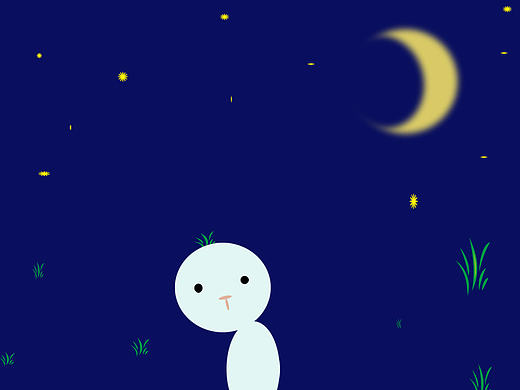 夜空下的小白（个人主页-ZMjA0MTQ4NTY=） - 儿童插画 - 站酷设计师2016140891原创素材 - 站酷ZCOOL