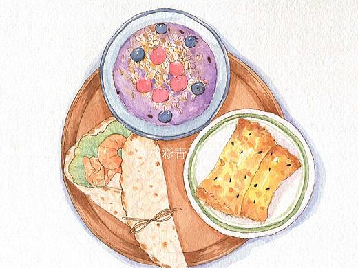 水彩美食