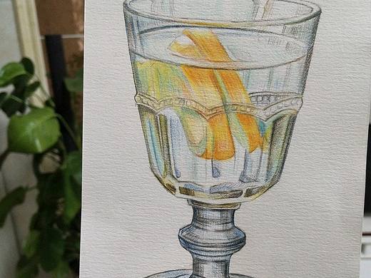 0130-彩铅-柠檬玻璃杯（个人主页-ZMzk2NDM5MDA=） - 创作习作 - 站酷设计师ladiduo原创素材 - 站酷ZCOOL