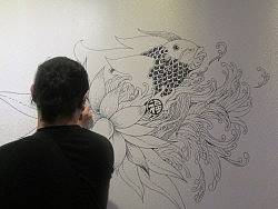 “花叶&nbsp;&nbsp;果篮&nbsp;&nbsp;鱼水”——墙绘过程