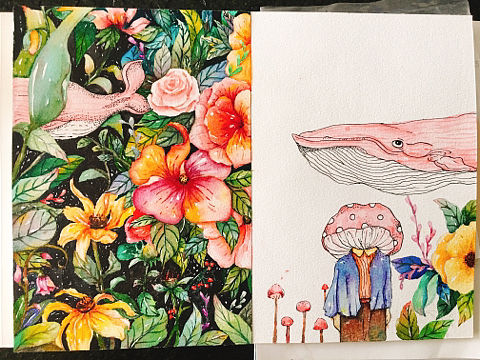 穿越花海的鲸鱼:whale: