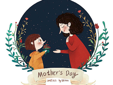 母親節(jié)（個人主頁-ZMzU4Njc3MDA=） - 創(chuàng)作習作 - 站酷設計師毛小卷兒原創(chuàng)素材 - 站酷ZCOOL