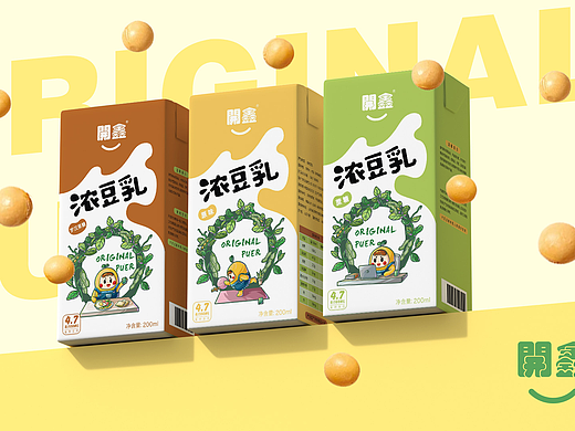 開(kāi)鑫濃豆乳包裝設(shè)計(jì)（個(gè)人主頁(yè)-ZNjY2MzA0OTY=） - 商業(yè)插畫(huà) - 站酷設(shè)計(jì)師插畫(huà)師熊小趴原創(chuàng)素材 - 站酷ZCOOL