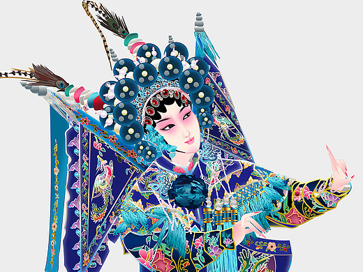 武旦刀马旦京剧人物矢量插图