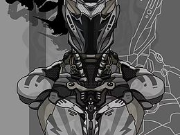 国潮原創系列插畫設計賽博機甲十二時1/13