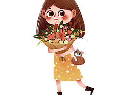 捧花得姑娘與貓(=^o^=)