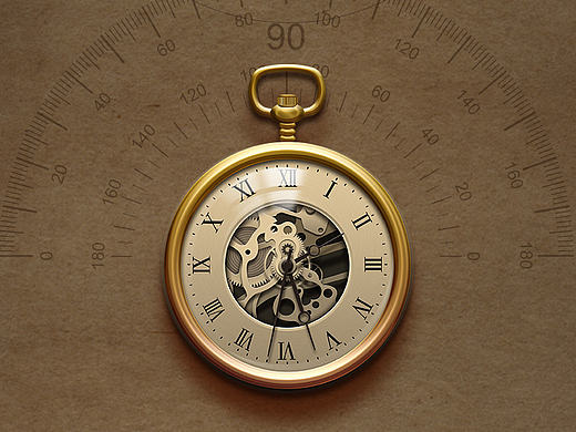 UI写实图标练习——Steampunk Pocket Watch