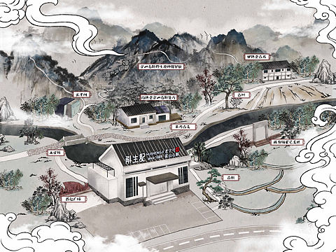 【斛生记】.手绘地图定制场景图设计