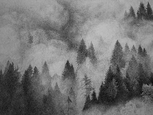舒展钢笔画风景