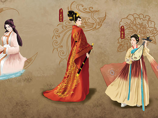 中国古壁画与山西历史人物插画结合（毕业设计）