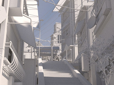 3D辅助日系场景插画