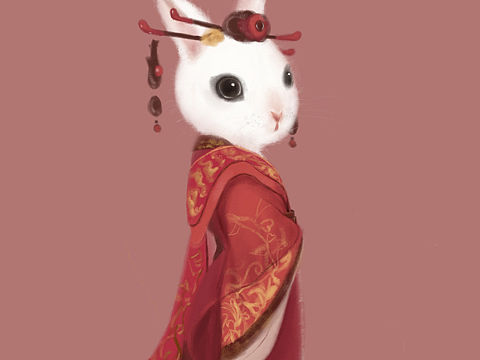 秦尼兔形象设计，古风兔子