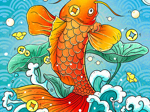 国潮锦鲤插画设计