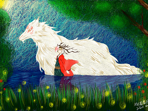 线圈插画练习夜鹿