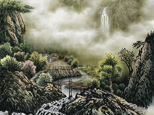 ps板繪彩墨山水畫 雨后春韻 染塵（個(gè)人主頁(yè)-ZNTMwNjMyNTY=） - 繪畫 - 站酷設(shè)計(jì)師墨0染塵原創(chuàng)素材 - 站酷ZCOOL