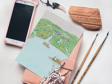 杭州风景系列插图-明信片