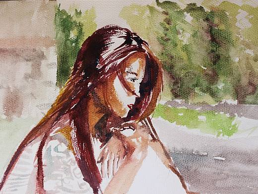 青年男女（水彩画）