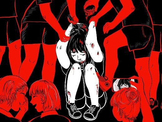 校园暴力主题插画