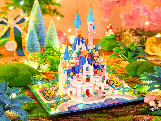 原产品摄影 积木mini城堡 粉/蓝 两款