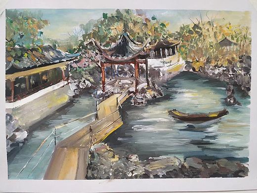 水粉风景画