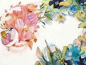 化妆品杂志仿水彩插画《热气球与植物》